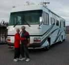 David & Susan Franklin and their new Allegro Bus at Ramblin' Roads RV Park in Hope, AZ