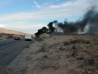 Motorhome fire near Chiriaco Summit, CA