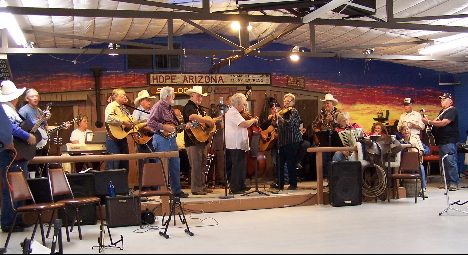 Jam session at Rambin Roads RV Park at Hope AZ