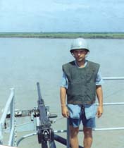 Gary Huesties STG3 on Saigon River USS Weiss APD 135